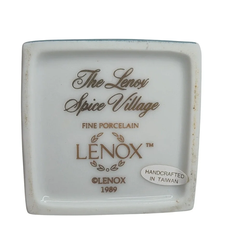 Lenox Spice Village Bay Porcelain House Jar 1989 Vintage Blue Victorian Cottage